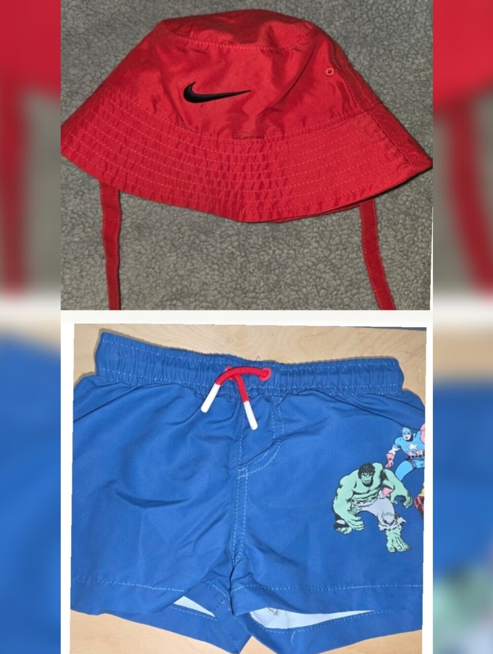 Zara Kids Superhero Swim Trunks And Matching Sun Hat